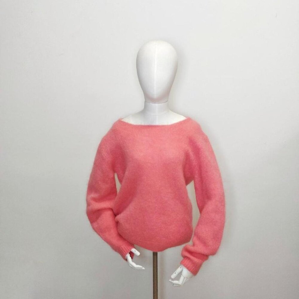 NWT NOOS Italian Knitwear Kid Mohair Wool Blend Salmon Pastel Pink Pullover